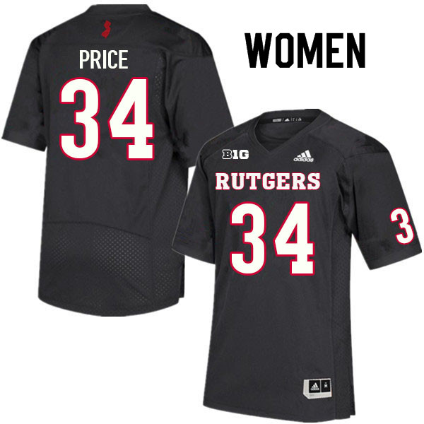 Women #34 Q'yaeir Price Rutgers Scarlet Knights College Football Jerseys Sale-Black